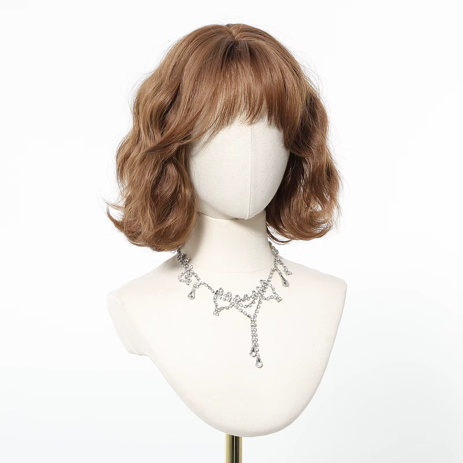 Perruques synthétiques marron miel, perruque courte ondulée pour femmes, faux cheveux naturels quoti