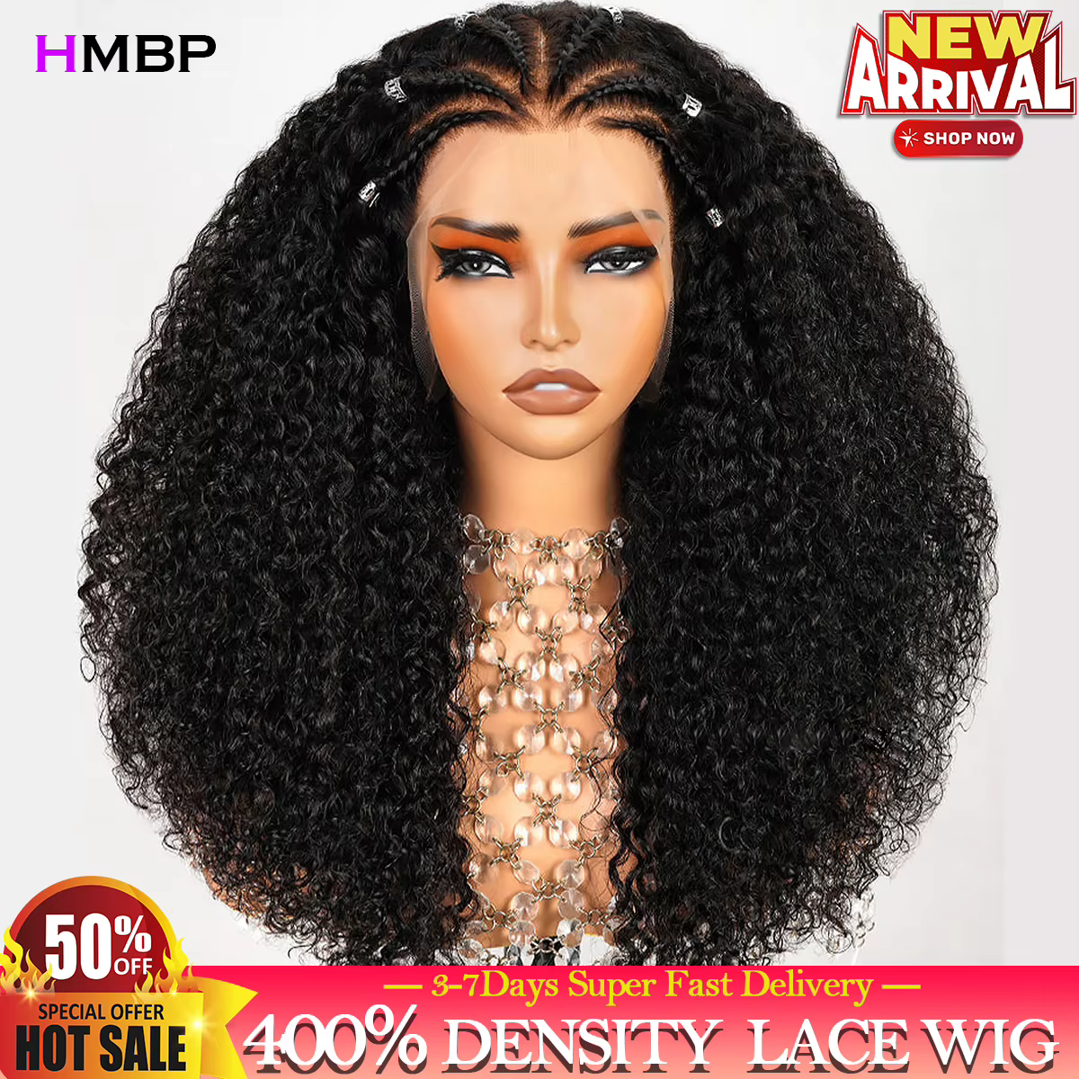 Perruque pré-tressée sans colle avec dentelle HD, cheveux humains bouclés crépus, perruques préplumé