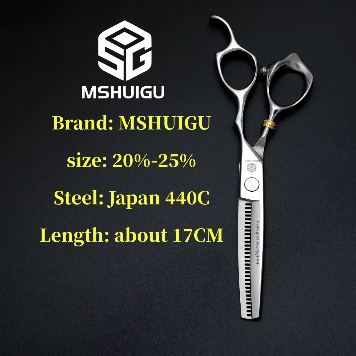 MSHUIGU – ciseaux de barbier professionnels de 6 pouces, en acier inoxydable 440C, lame inversée, ci