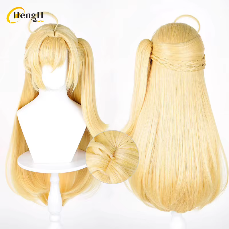 Perruque synthétique ZZZ Cissia en stock, cheveux longs 72 cm, or mélangé, pour cosplay anime, résis