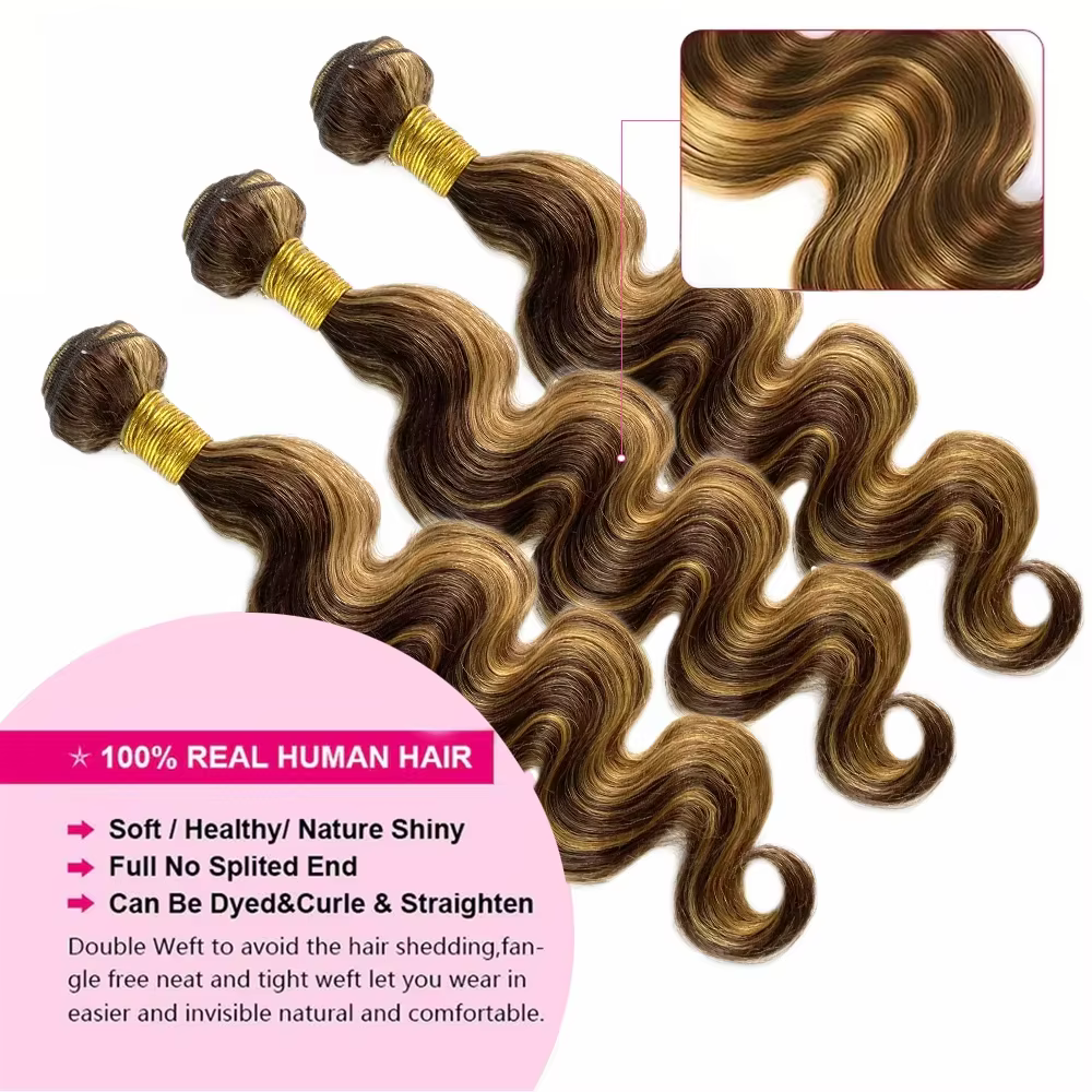 Extensions de Cheveux Humains Ondulés Ombrés de 30, 40, 50 Pouces, Mèches Blondes Non Traitées, Chev