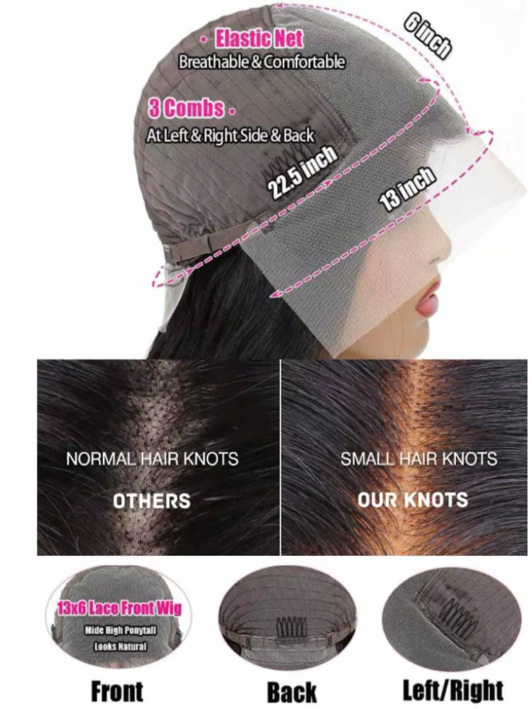 Perruques de cheveux humains péruviens bruts, Body Wave, densité 250%, 40 42 pouces, 13x6 HD, 13x4,