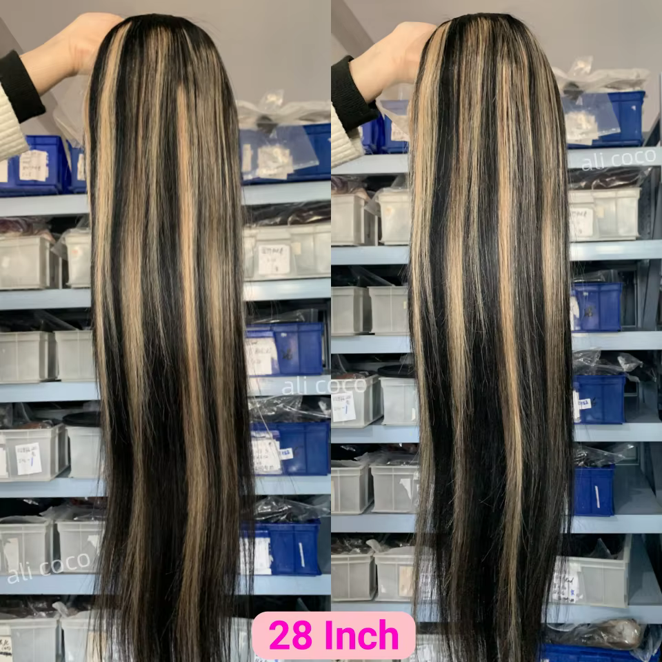 Mise à niveau 1B 27 mettre en évidence 13X4 13x6 dentelle frontale perruques de cheveux humains 180%