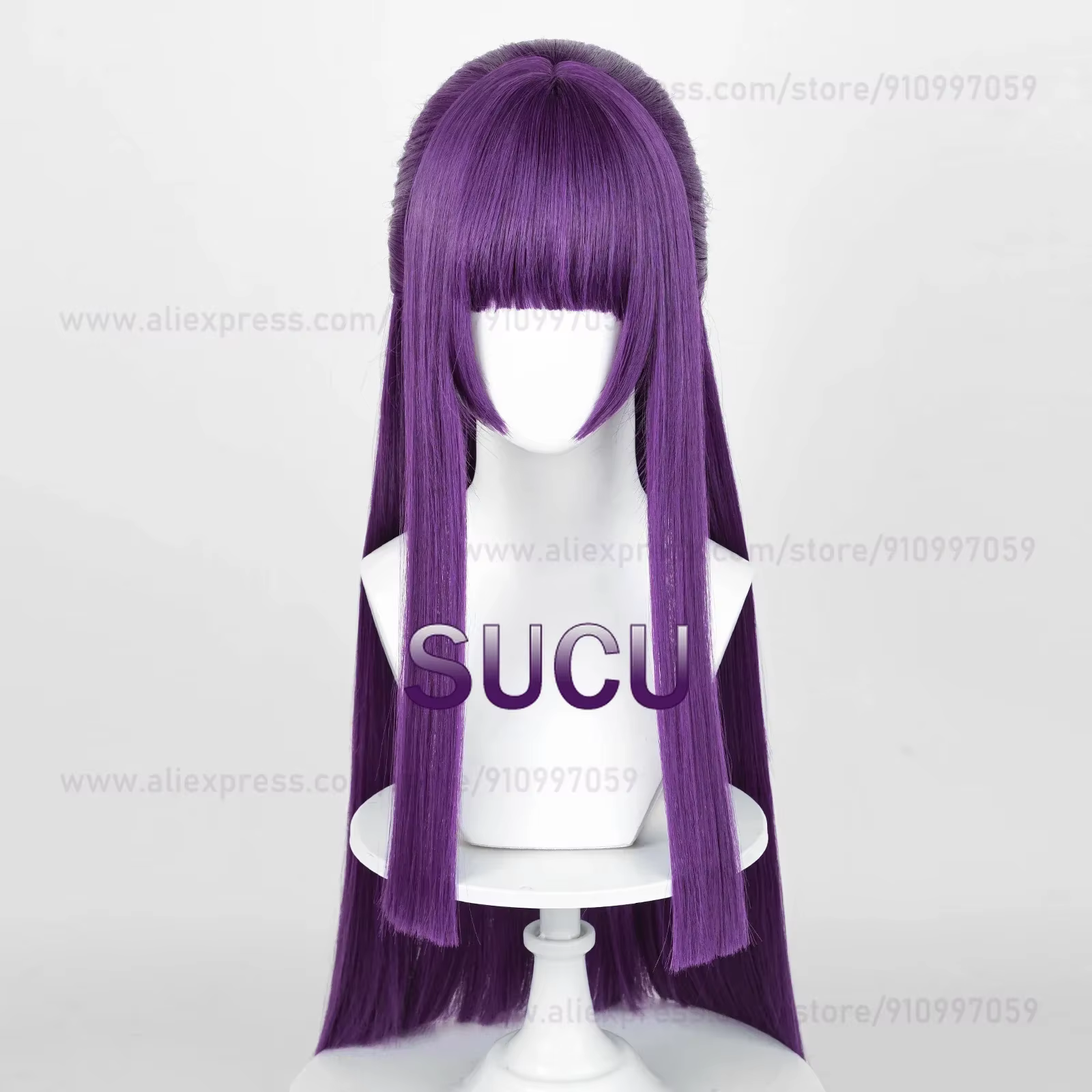 Perruque de Cosplay Anime Fern, cheveux lisses violets de 80cm, perruques synthétiques résistantes à