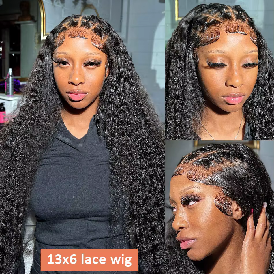Perruques en cheveux humains bouclés de 40-42 pouces avec dentelle frontale pour femmes noires, pré-