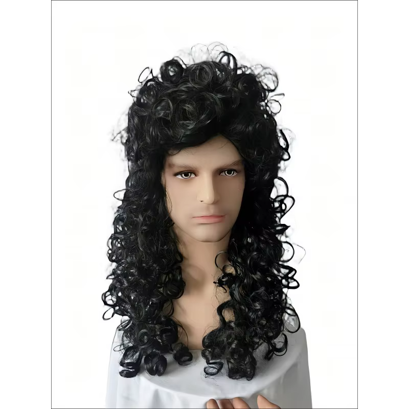 Perruque de capitaine Pirate pour hommes, Cosplay, cheveux longs bouclés, Clown noir, fête d'hallowe