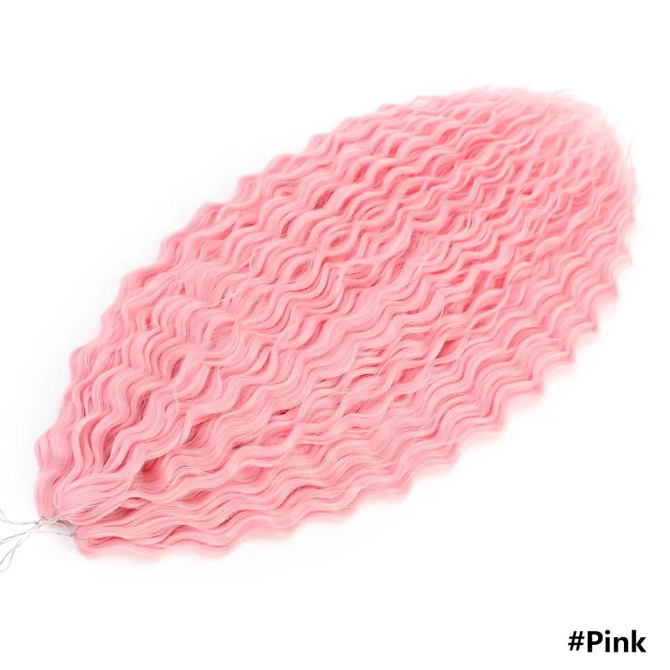 Extension capillaire tressée rose ombré marron gris bleu Ariel Curl Crochet tresses synthétique vagu