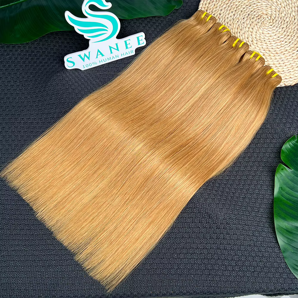 # 27 Bundles de Cheveux Humains Vierges Non Traités 100% Grade 15A Blond Miel Lisses Extensions de C