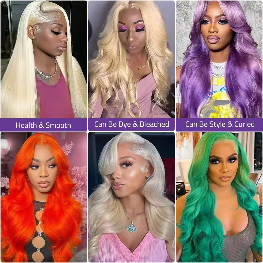 Perruque Lace Closure Wig Body Wave naturelle, cheveux humains, couleur miel 613, blond, 13x6, pour 