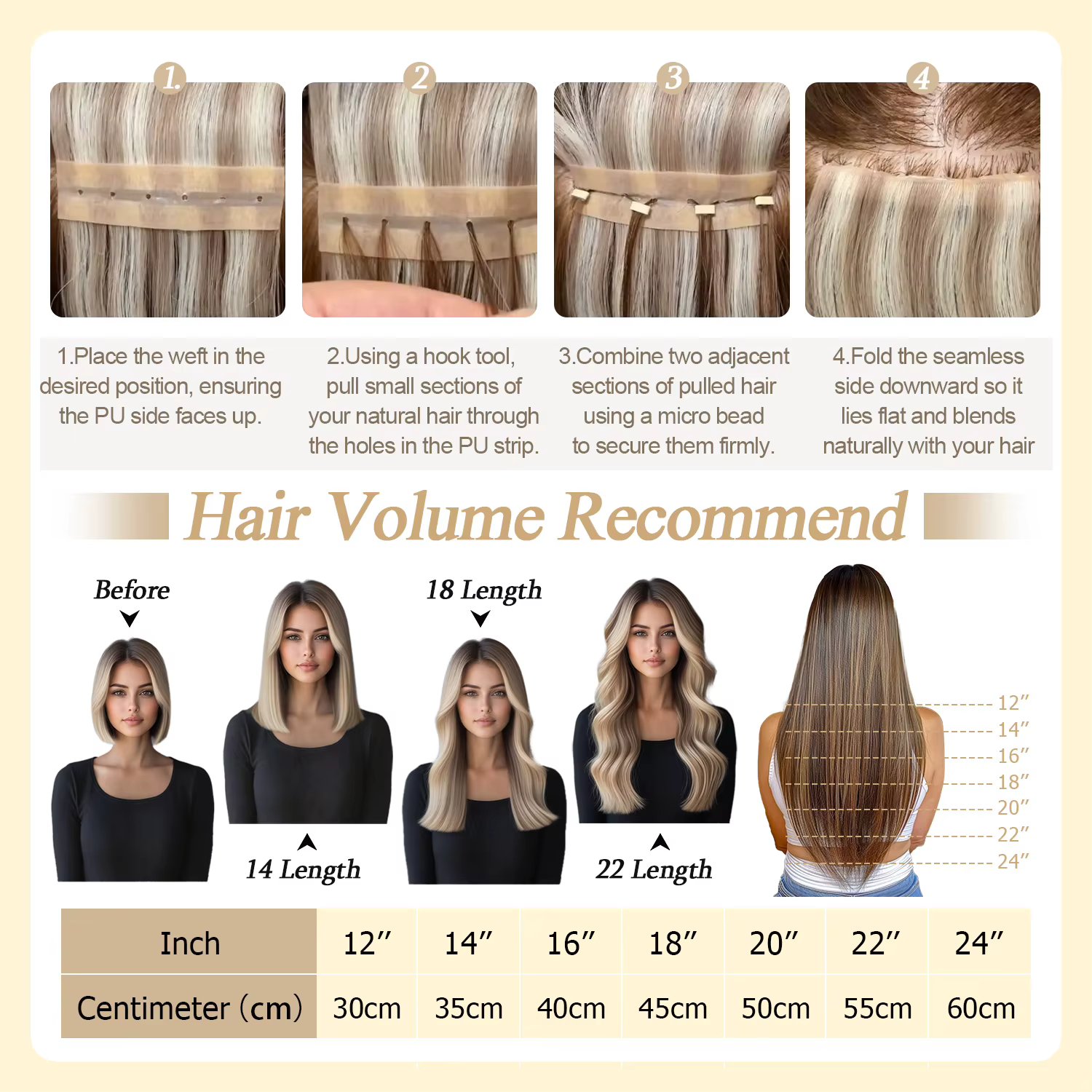 Extensions de cheveux naturels Butterfly Weft, invisibles, en PU plat avec trous, double languette, 