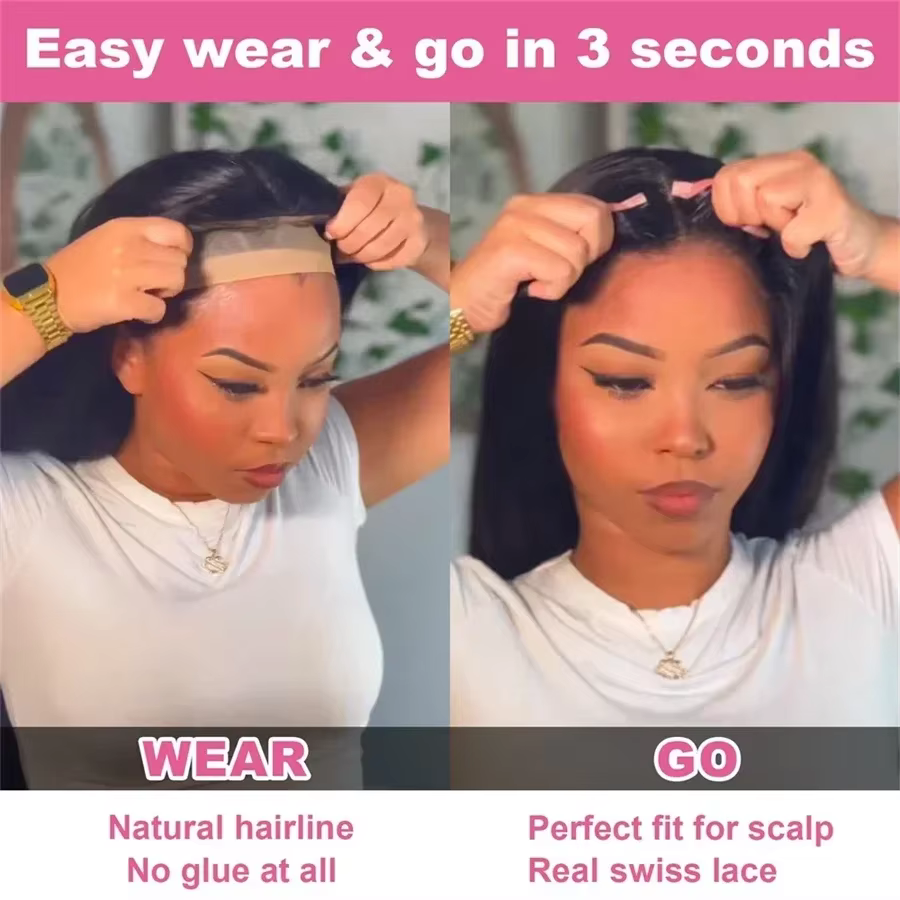 Bling hair 6X4 Glueless Wig Human Hair Ready to Wear Wigs for Women Straight Lace Frontal Wig PreCut