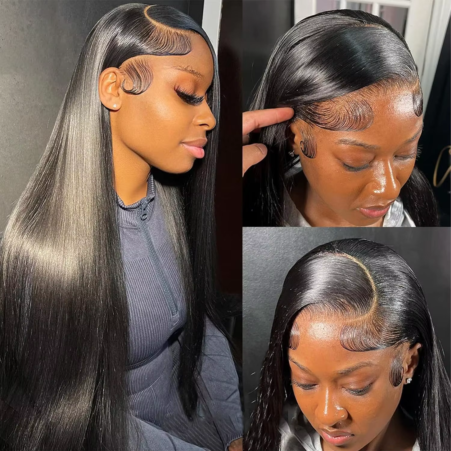 Perruque Lace Front Wig sans colle naturelle, cheveux lisses, 13x6, 5x5, 13 tage, densité 180, bon m