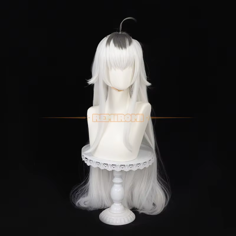 Perruque de cosplay Game Pretty Derby Oguri Cap, perruque longue et droite blanche avec mèches grise
