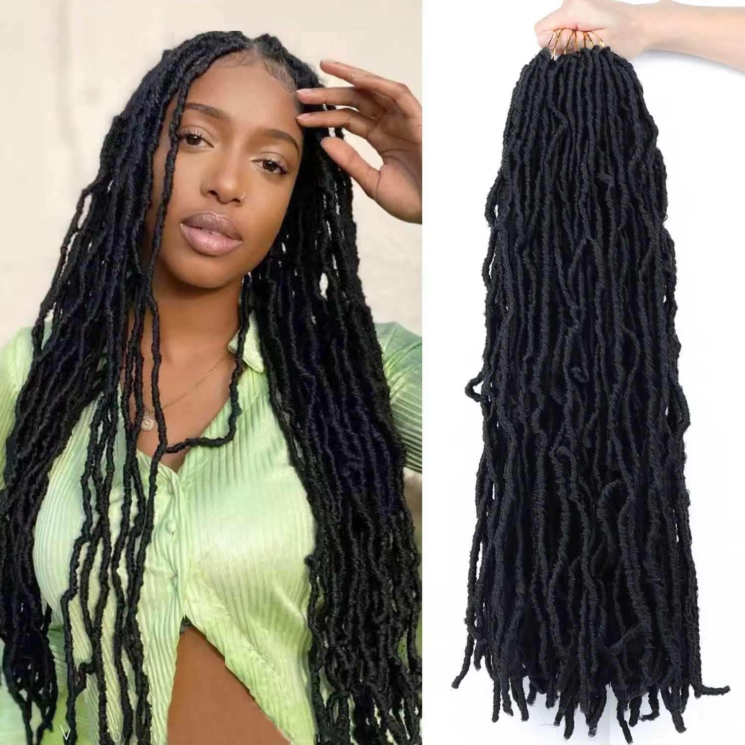 8 pièces de dreadlocks synthétiques résistantes à la chaleur, fausses locs, 24 pouces, extensions sy