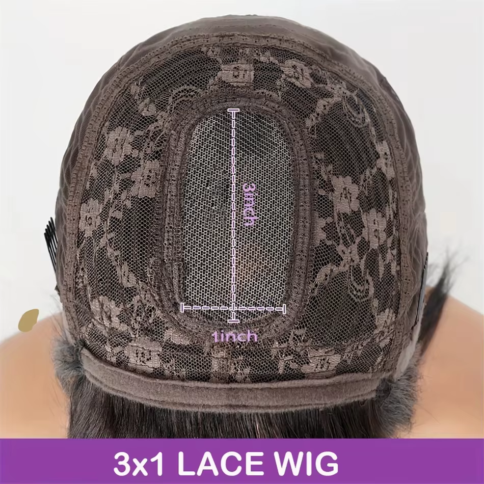 Perruque de cheveux humains droites d'os avec frange pour les femmes 3x1 hd perruques de dentelle 30