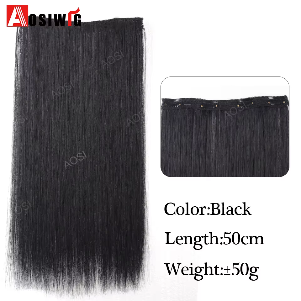 Extension capillaire synthétique longue en forme de V pour femmes, perruque superposée, coussinet ca