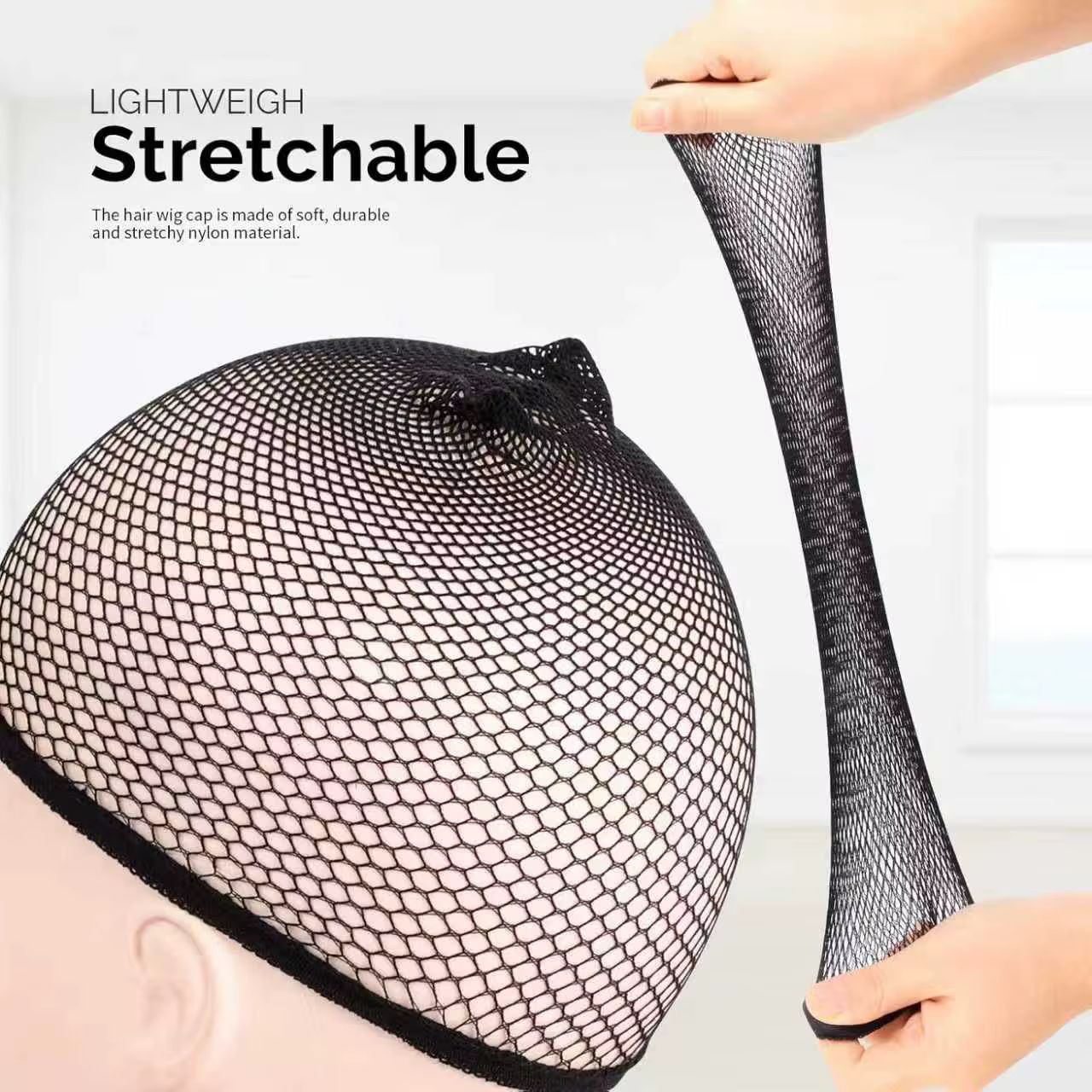 Bonnet de perruque en maille extensible, filet à cheveux noir élastique, filet de perruque en résill