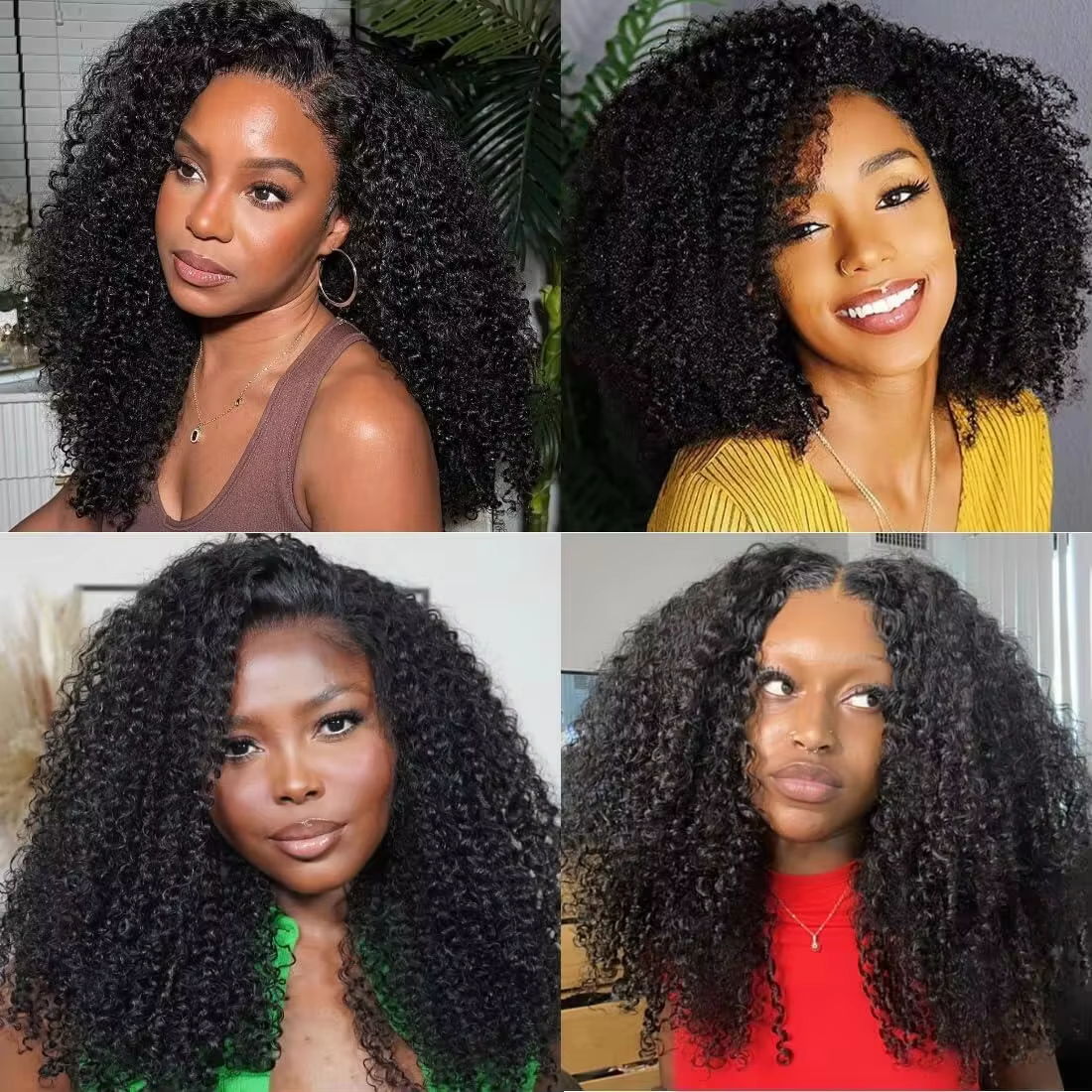 Perruque en V en cheveux humains bouclés crépus, sans colle, pour femmes, sans besoin de laisser de