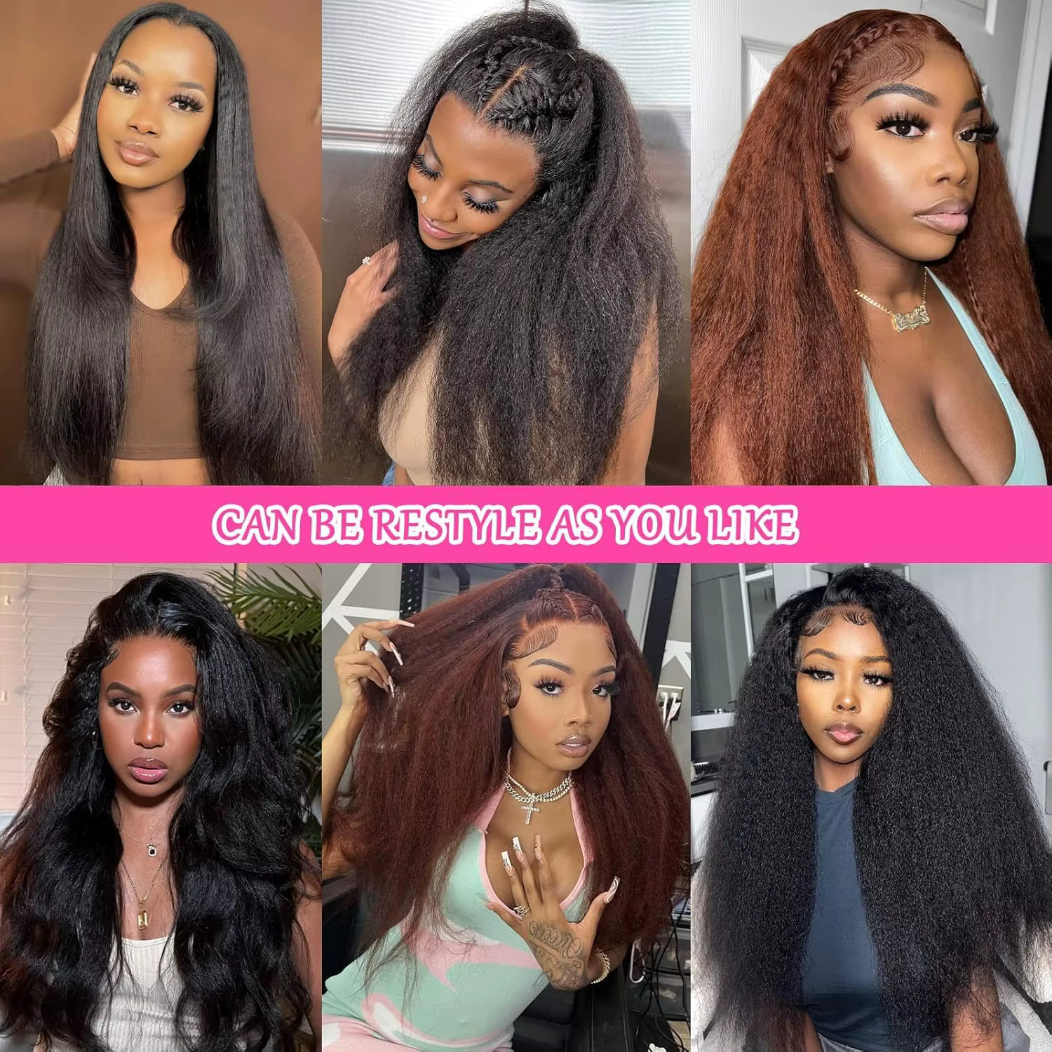 Perruques de cheveux humains crépus lisses brun chocolat 200% densité 13x6 perruque frontale en dent