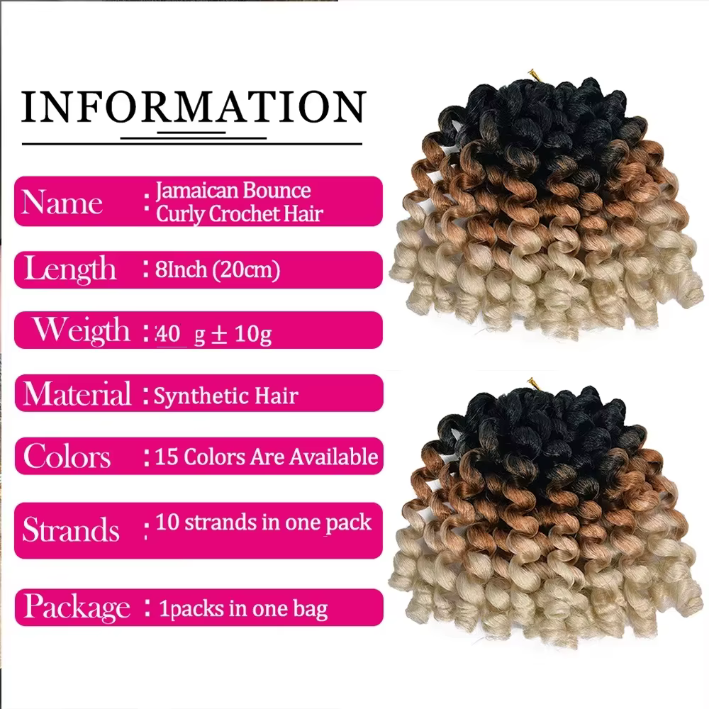 Ombre tressage cheveux Jumpy baguette Curl Crochet tresses synthétique Crochet Extension de cheveux 