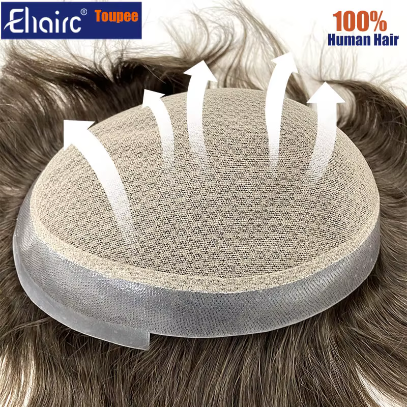 Australie Double couches hommes perruque respirant mâle cheveux prothèse dentelle PU cheveux, homme 