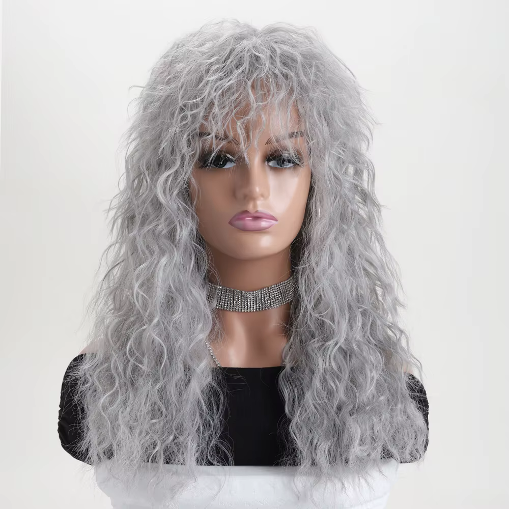 Perruque synthétique longue bouclée Style années 70 et 80 pour femmes, perruque Glam Rock Rocker par