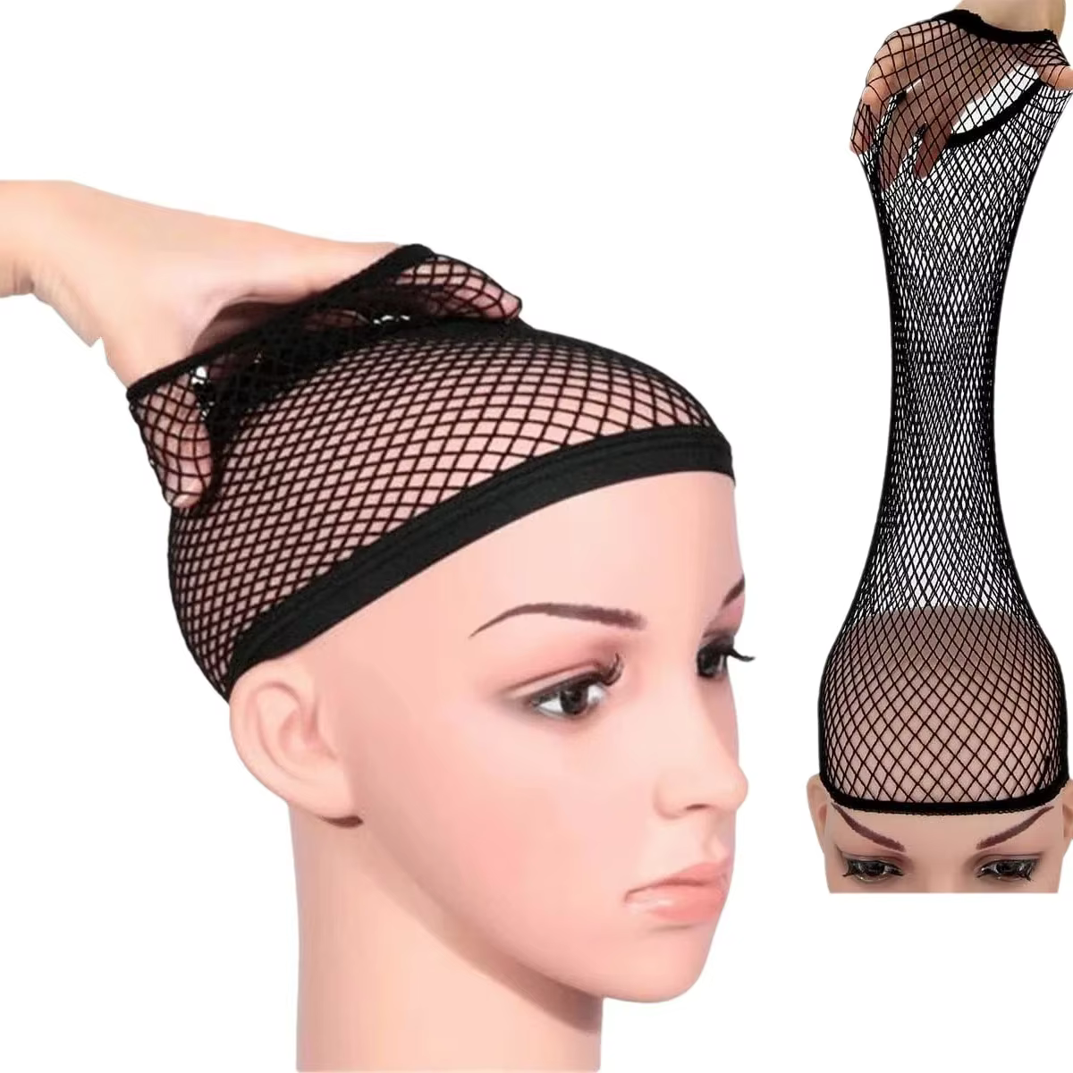 G&T Perruque Filet de bonnet de perruque en maille noire, filet de maille de cheveux à extrémité fer