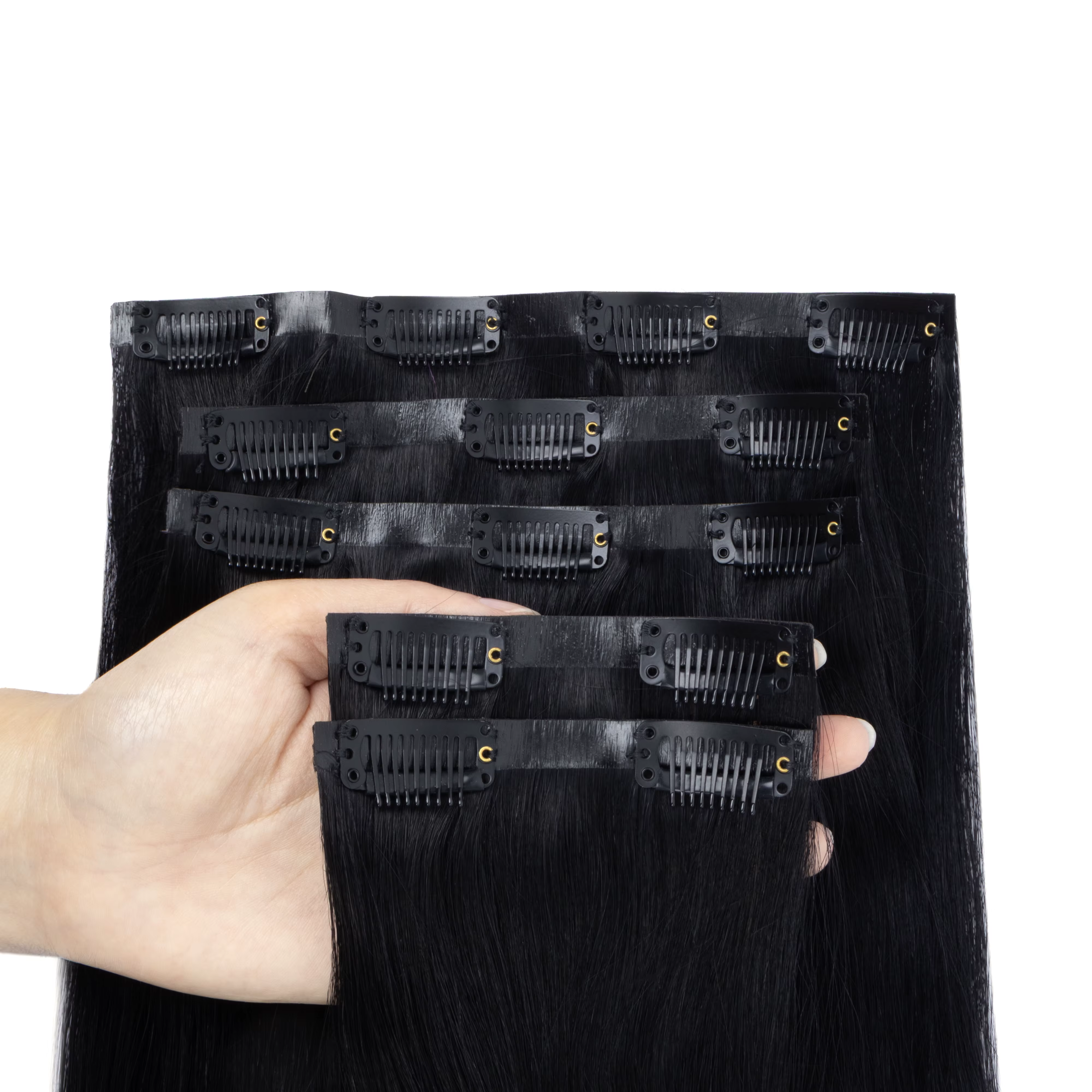 Extensions de cheveux à clips 100% vrais cheveux humains, 12-24 pouces 100-120g Extensions à clips p