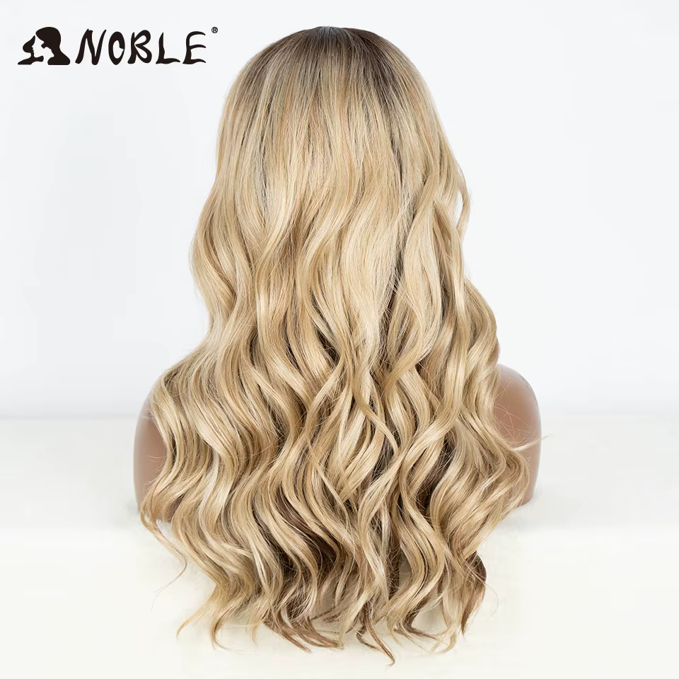 Perruque Lace Front Wig synthétique 24 pouces-Noble, perruque Lace Wig cheveux de bébé longs ondulés