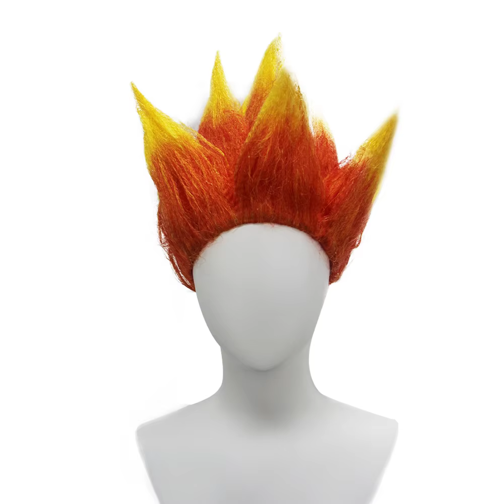 Perruque synthétique courte à pointes effet flamme unisexe pour cosplay d'héroïne d'anime, Halloween