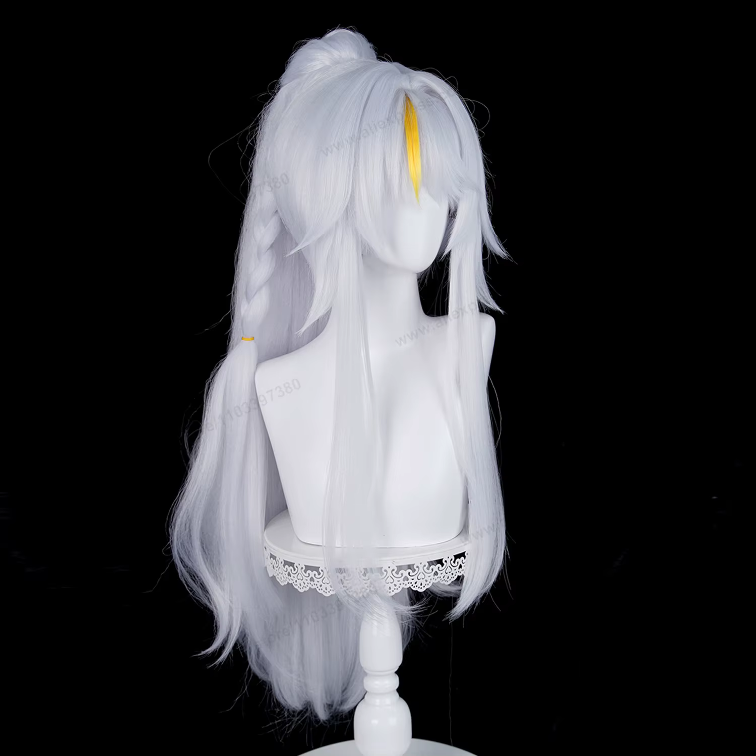 Perruque de cosplay Zibai, longue queue de cheval de 85 cm, argentée, pour femme, perruque de cospla