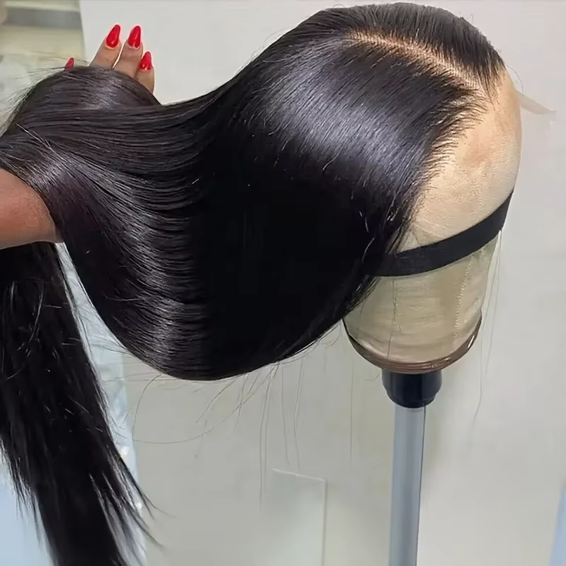 Perruque Lace Front en Cheveux Humains Brésiliens Lisses pour Femmes, Sans Colle, en Promotion