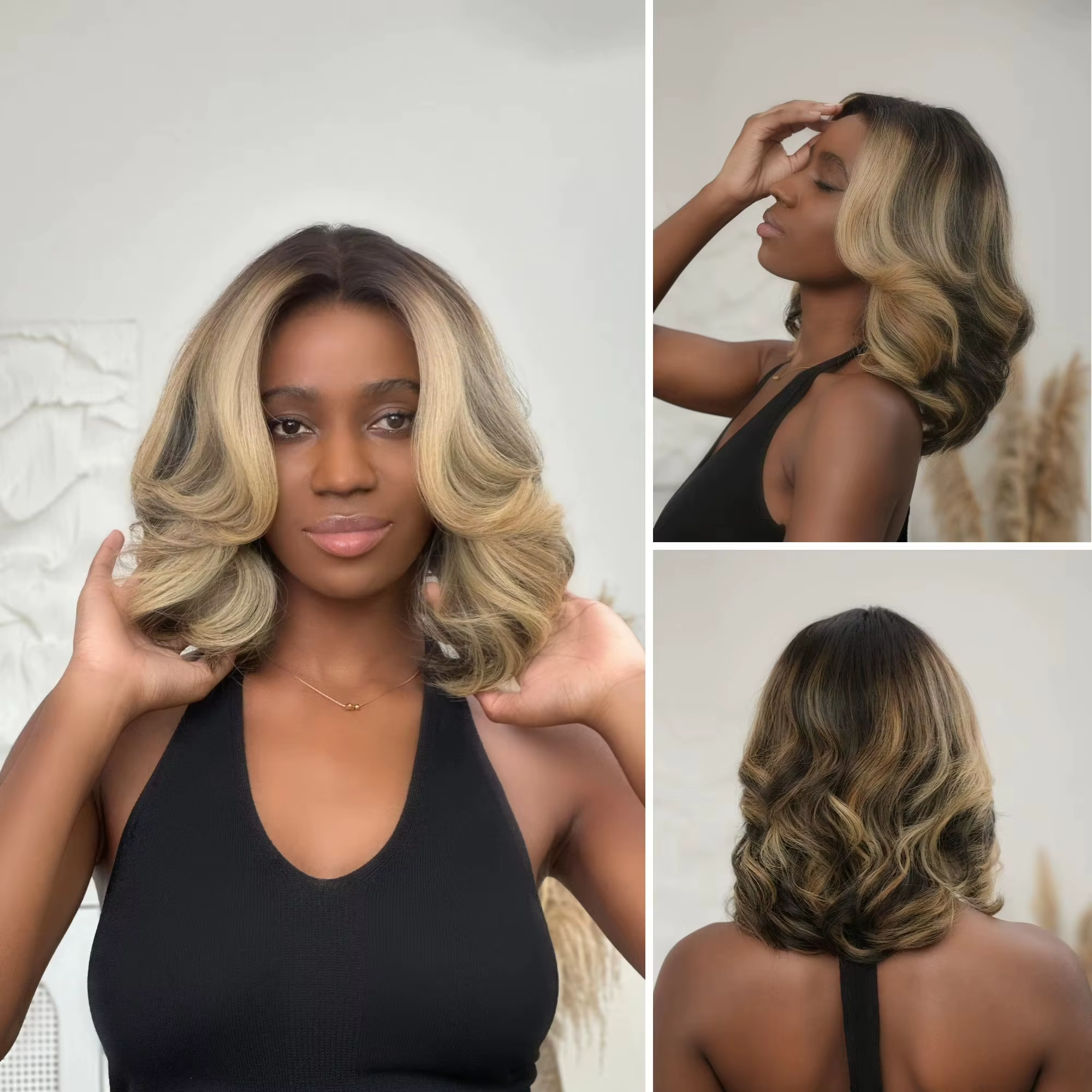 Perruques Bob sans colle à couches de 10 à 12 pouces en cheveux humains pour femmes noires, coupe dé