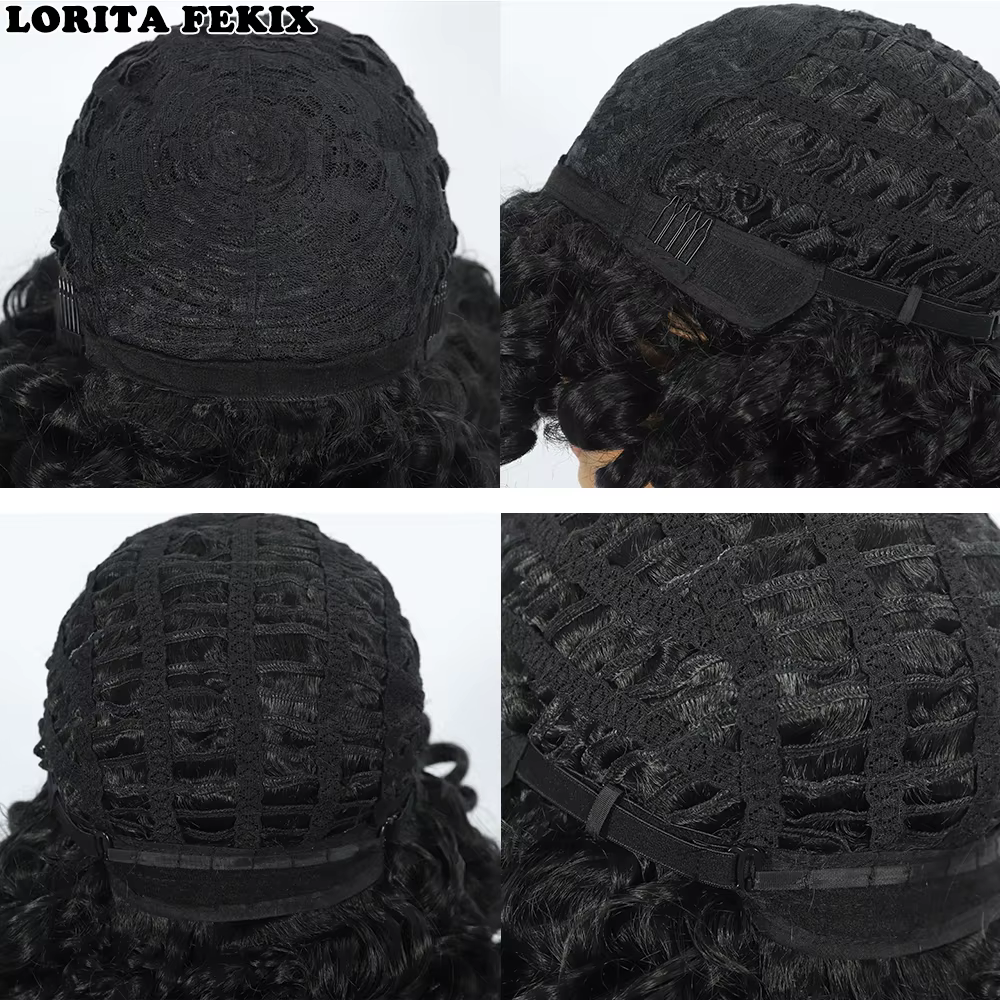 Perruque courte bouclée rouge ample pour femmes noires, perruque Afro bouclée avec frange en Fiber s