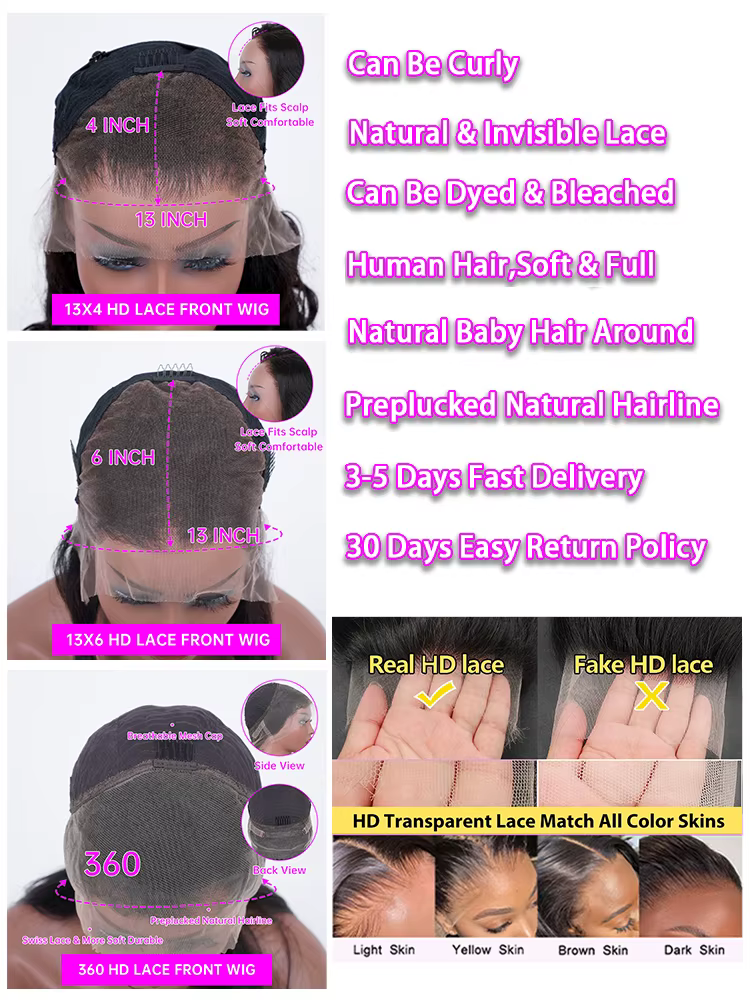 30 40 pouces os droit perruque de cheveux humains brésilien pré plumé cheveux 13X4 13X6 HD Transpare