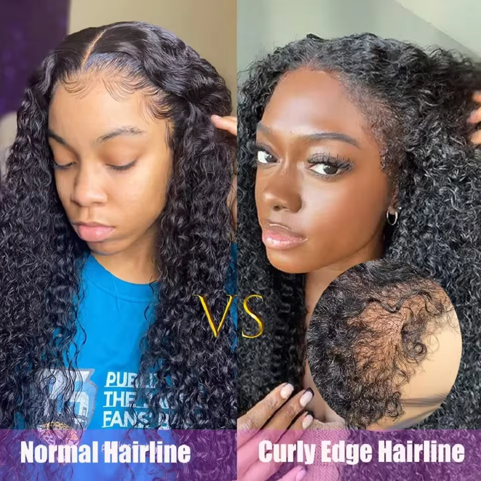4C bords bébé cheveux dentelle perruques vague d'eau 13x6 HD dentelle frontale perruque 100% cheveux