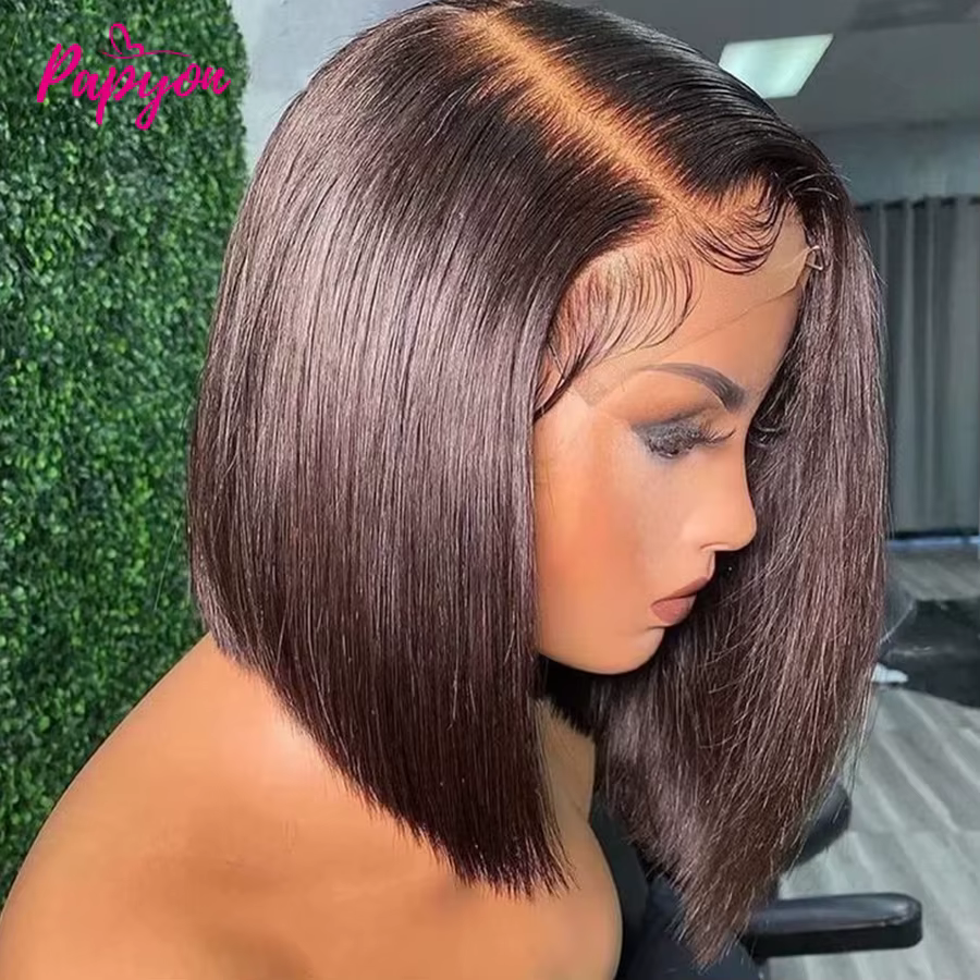 Perruque Courte 13X6 Transparent 15A Bob Wig Perruques Cheveux Humains Wigs Human Hair Cheveux Humai