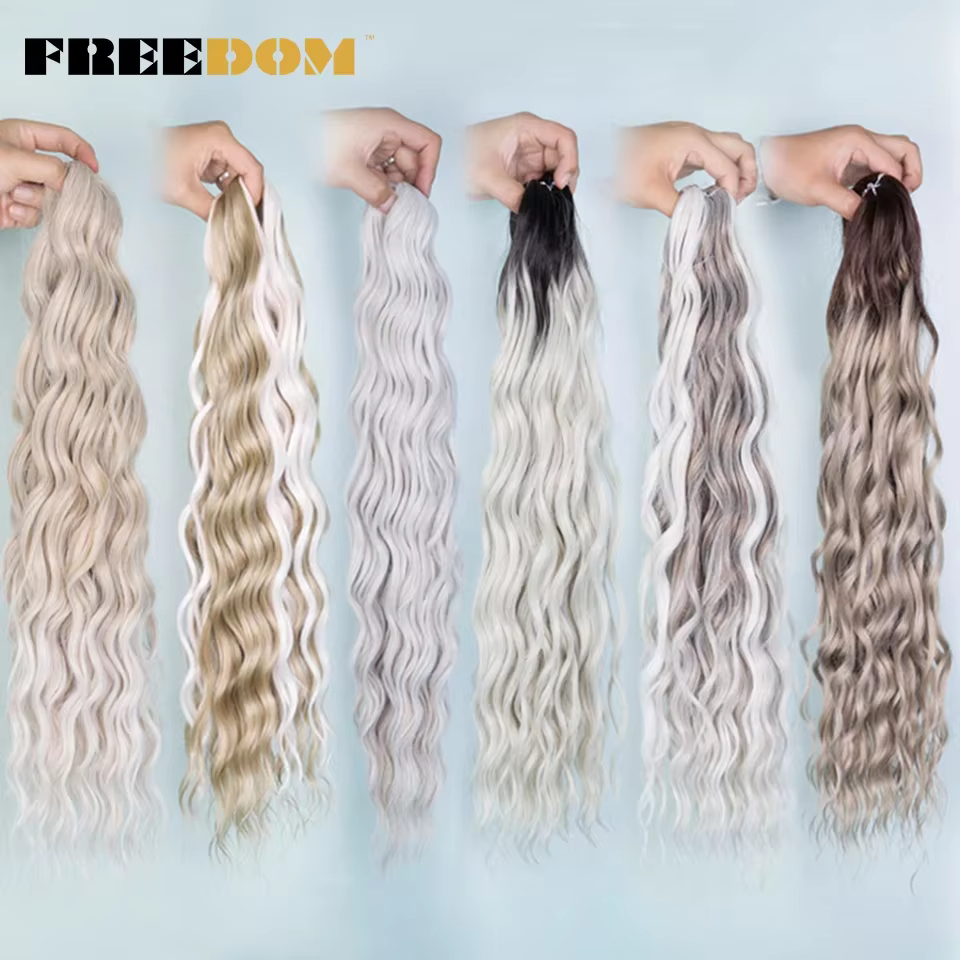 EDOM-Extensions de Cheveux Tressés Synthétiques Bouclés Naturels, Tresses Ondulées, Ombrées, Blondes