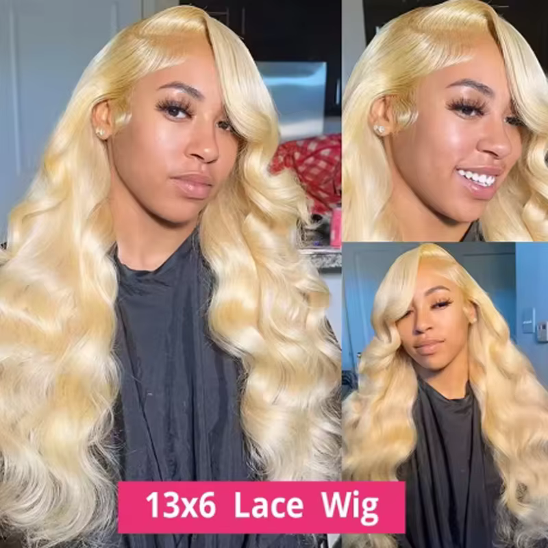 20 34 pouces 250% densité 613 perruque de cheveux humains 13x6 Hd dentelle frontale perruque vague d