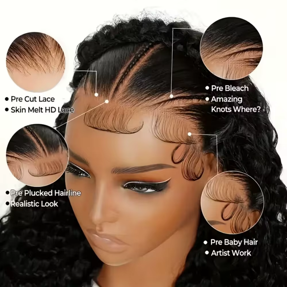 Perruque Lace Frontal Wig naturelle sans colle bouclée HD, 40 pouces, 13x4, 13x6, densité 200%, 5x5,