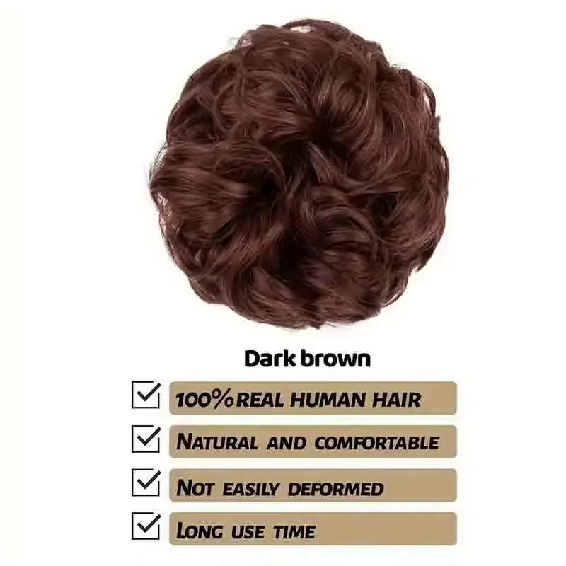 Extensions de chignon désordonné ondulé et bouclé pour femmes, postiches élastiques en cheveux humai