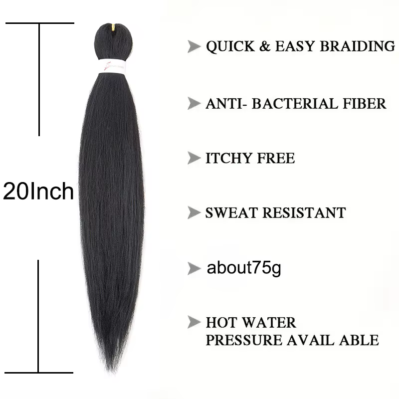 Extension capillaire synthétique ombrée pré-étirée de 20 pouces, postiche Yaki lisse EZ pour femmes