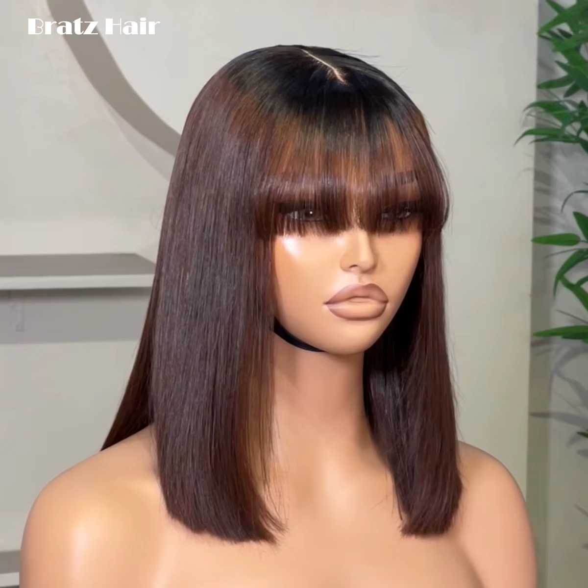 Perruque Bob 2x6 vietnamienne ultra-lisse Super Double Drawn avec frange, pré-coupée, sans colle, pr
