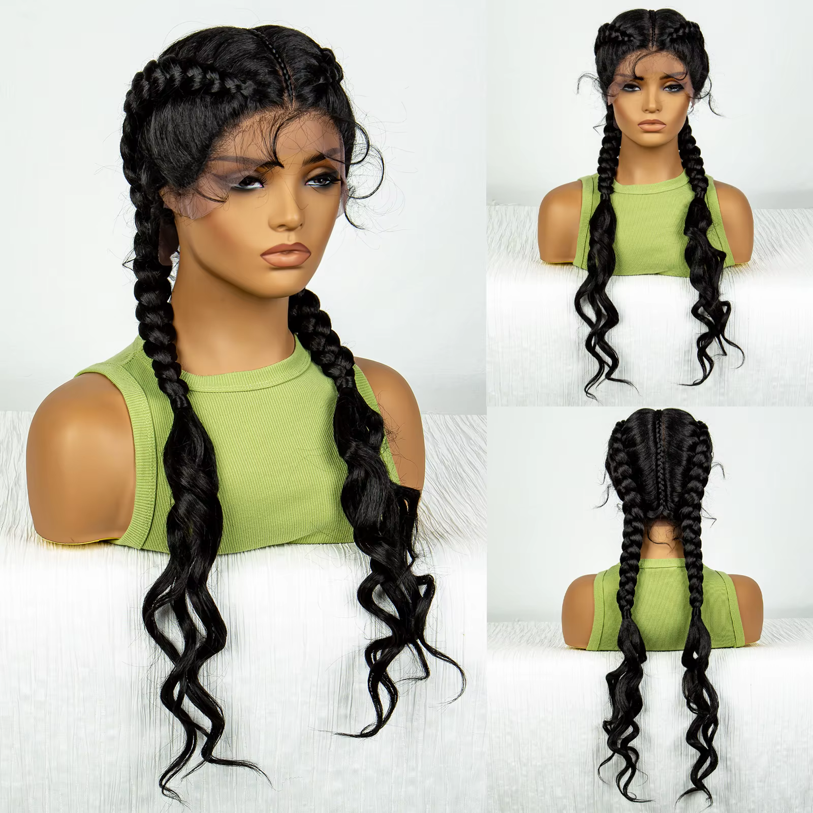 Perruque Synthétique Tressée Cornrow avec Vague Bouclée pour Femme, Afro, Cheveux de Bébé, 30 ans