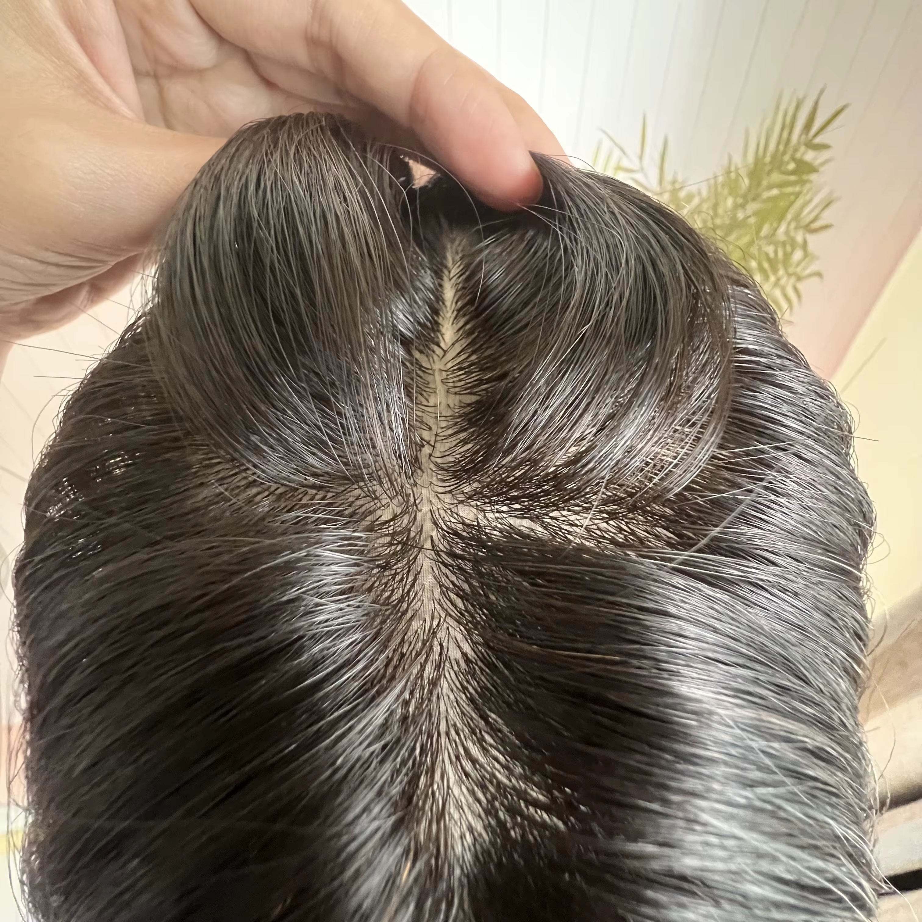 Perruques Lace Front 13x6/360 en cheveux humains lisses, sans colle, avec raie latérale et mèches br