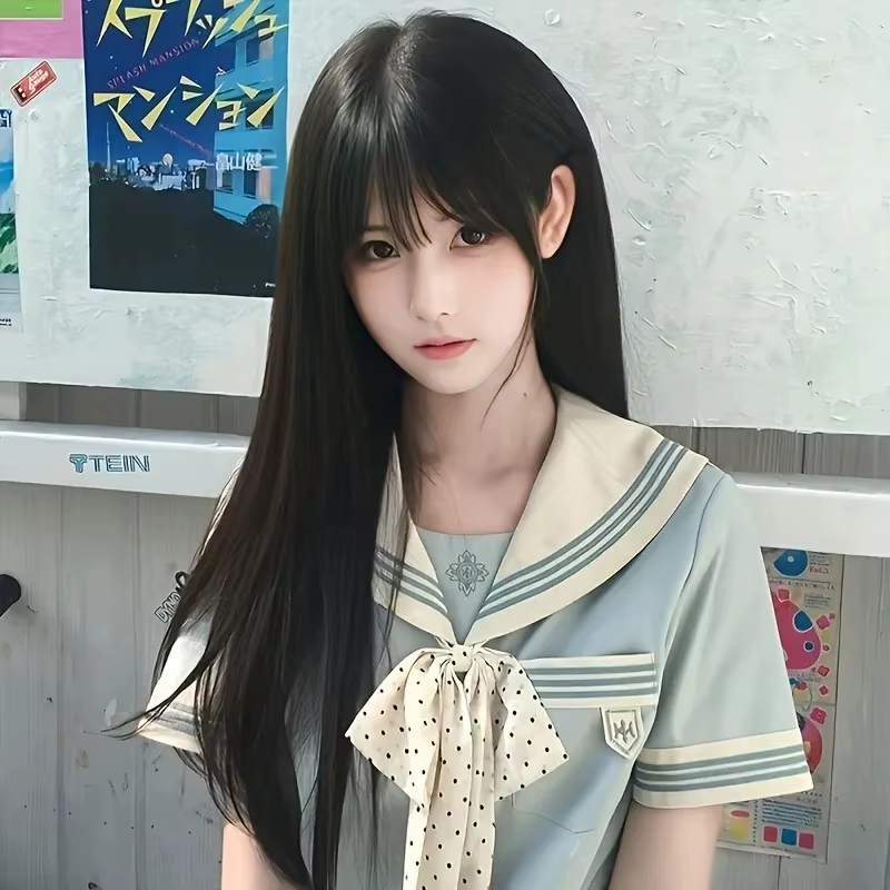 Perruque synthétique mode 26 pouces - cheveux longs et raides noirs - cheveux cosplay Halloween - pe