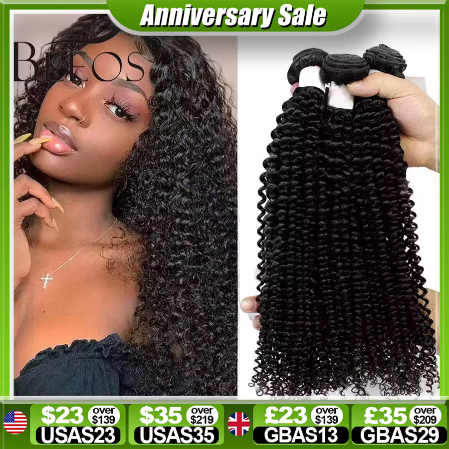 BEEOS-Bundles de cheveux bouclés crépus, Extension de cheveux à double trame, Cheveux humains brésil
