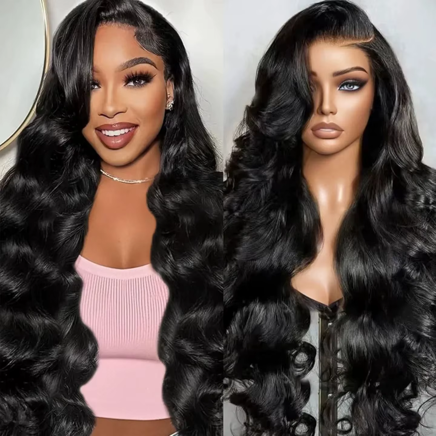 40 pouces 13x6 vague de corps perruque frontale de cheveux humains 13x4 HD dentelle naturel noir ava