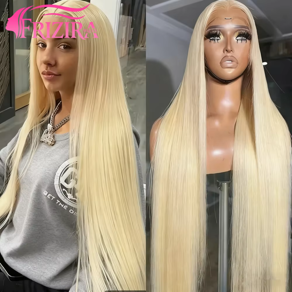 Perruque frontale HD 613 blonde lisse densité 210, 13x6 13x4, avec dentelle transparente, cheveux hu