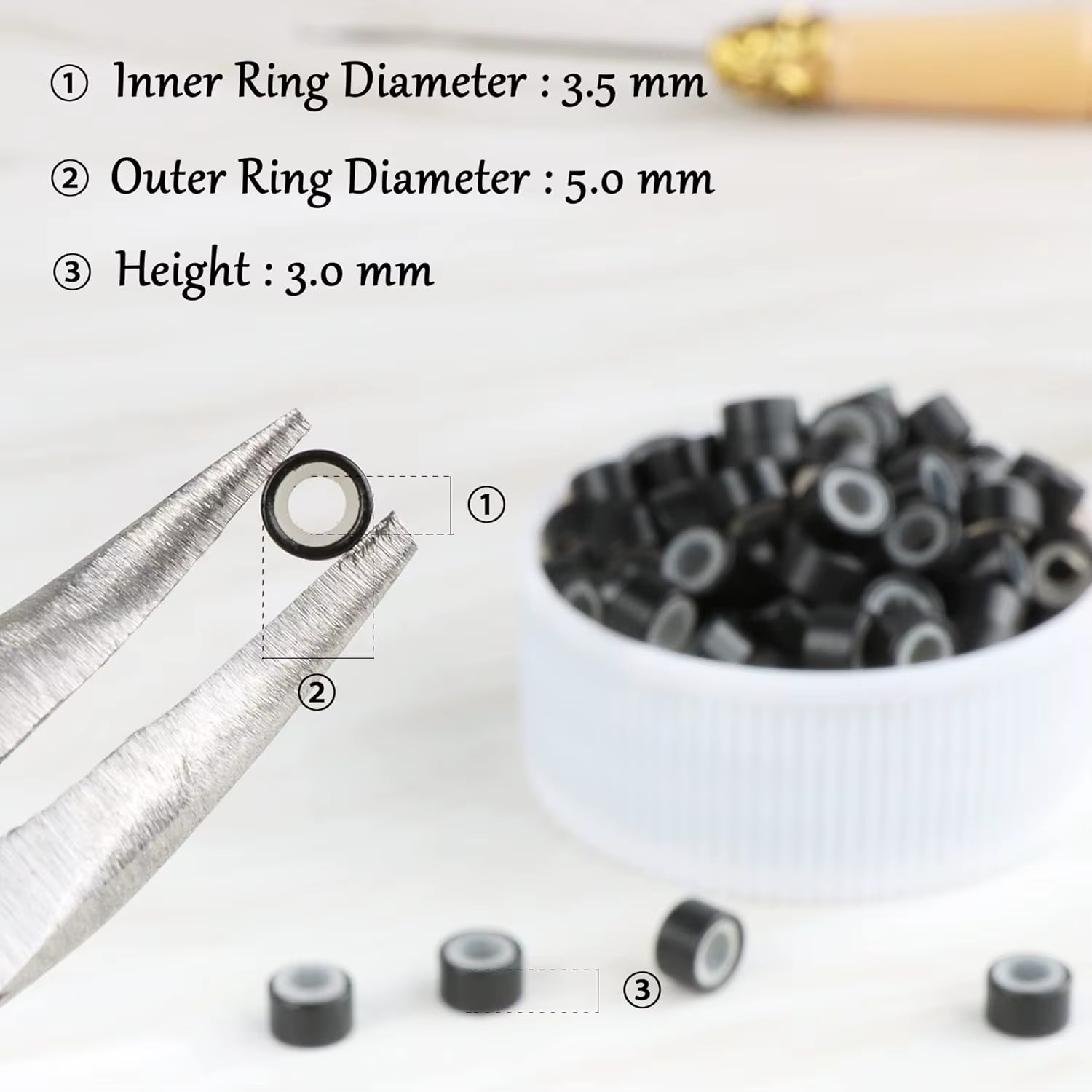 1000 pièces extension de cheveux micro anneau lien perles 5mm perles doublées de silicone adaptées a